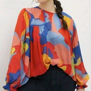 Bl^Nk London Anthropologie Miranda Peasant Blouse Balloon Sleeve Size 1X